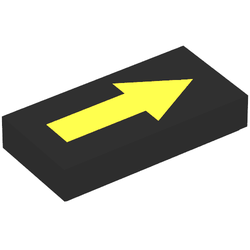 Tile 1 x 2 with Arrow Long Yellow with Black Border Print