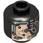 Minifig Head Droid, Copper Skin and Silver Eyepiece Print [Blocked Open Stud]