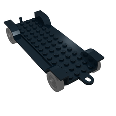 Fabuland, Vehicle Base, Car Chassis 14 x 6.5 with Tow-Hook and Light-Gray Wheels (3888ac01)