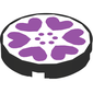 Tile Round 2 x 2 with Scala Six Purple Hearts and Dots on White Background Print