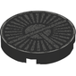 Tile Round 2 x 2 with Silver Thin-Bladed Fan Print