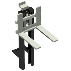 Forklift Mast and Carriage, Wide 1 x 2 Hinge Plate and Light Gray Wide Forks [Complete Assembly] (4518ac01)