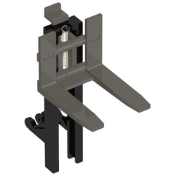 Forklift Mast and Carriage, Wide 1 x 2 Hinge Plate Locking and Dark Bluish Gray Wide Forks Reinforced [Complete Assembly]