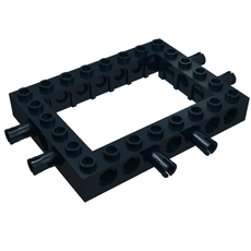 Technic Brick 6 x 8 with 4 x 6 Opening, 2 Fixed Rotatable Friction Pins on 3 Sides (52668)