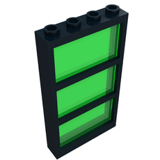 Window 1 x 4 x 6 Frame with 3 Panes, Fixed Glass with Trans-Green Glass (6160c02)