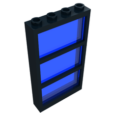 Window 1 x 4 x 6 Frame with 3 Panes, Fixed Glass with Trans-Dark Blue Glass (6160c03)