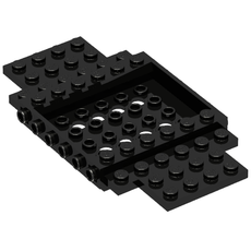 Vehicle Base 6 x 12 x 1 with Holes, 5 x 4 Recessed Center, 6 Studs On sides, 1 x 2 Cutouts on Ends (65634)