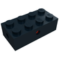 Brick Special 2 x 4 with Wheel Holder Old, Clear Bottom, Red Inside