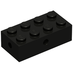 Brick Special 2 x 4 with Wheel Holder Old, Clear Bottom, Black Inside