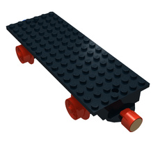 Train Base 6 x 16 Type I with Wheels and Red and Blue Magnets (736c02)