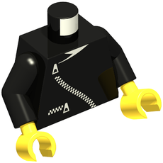 Torso Jacket with Curved Zipper and Pocket Print, Black Arms, Yellow Hands (973c03h01pr0002)
