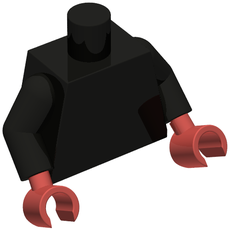 Torso, Black Arms, Dark Red Hands [Plain] (973c03h10)