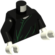 Torso Robe with Green Seam and Fold Lines print, Black Arms, White Hands (973c03h27pr3498)