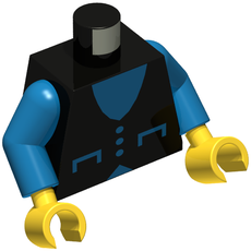 Torso Vest, Blue V-Neck, Pockets and Buttons Print, Blue Arms, Yellow Hands (973c28h01pr0069)