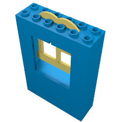 Fabuland, Building, 2 x 6 x 7 with Window, Rectangular Yellow