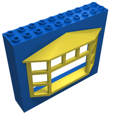 Fabuland, Building Wall 2 x 10 x 7 with Yellow Bay Window (4823c02)