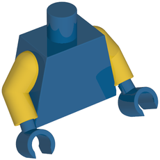 Torso, Yellow Arms, Blue Hands [Plain] (973c01h28)