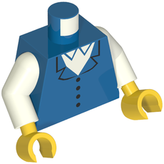 Torso Vest with 4 Buttons, White Shirt Collar Print, White Arms, Yellow Hands (973c27h01pr0027)