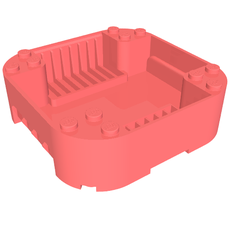 Pod, Square Rounded Corners, Back, 8 x 8 x 2, Corner Studs, and Recessed Slots (65129)