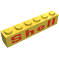 Brick 1 x 6 with 'Shell' Squared 'e', Red Print