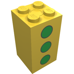 Brick 2 x 2 x 3 with 3 Green Dots Print