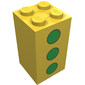 Brick 2 x 2 x 3 with 3 Green Dots Print