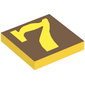 Tile 2 x 2 with Number 7 Brown Background Pattern