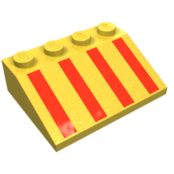 Missing Lego Brick 3297po4 Yellow Slope Brick 33 3 x 4 with Red Stripes Pattern