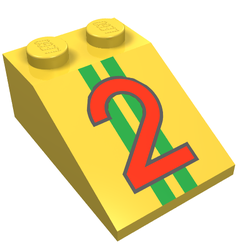 Slope 33° 3 x 2 with Red '2' over Two Green Stripes Print
