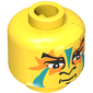 Minifig Head Indian, Face Paint with Green and Orange Painted Face Print [Blocked Open Stud]