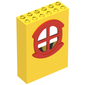 Fabuland, Building, 2 x 6 x 7 with Window, Round Type 1 Red