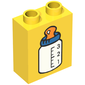 Duplo Brick 1 x 2 x 2 with Baby Bottle Blue Top Print