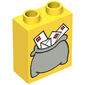 Duplo Brick 1 x 2 x 2 with Large Light Gray Mail Bag Print