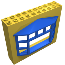 Fabuland, Building Wall 2 x 10 x 7 with Blue Bay Window (4823c01)