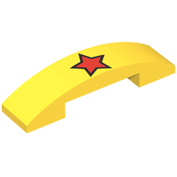Slope Curved 4 x 1 Double with No Studs and Red Star with Black Outline Print