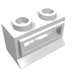 Window 1 x 2 x 1, Extended Lip, Hollow Stud [with Glass] (27bc01)