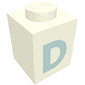 Brick 1 x 1 with Blue 'D' Print (Bold Font)
