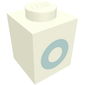 Brick 1 x 1 with Blue 'O' Print (Bold Font)