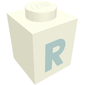 Brick 1 x 1 with Blue 'R' Print (Bold Font)
