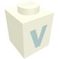 Brick 1 x 1 with Blue 'V' Print (Bold Font)