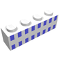 Brick 1 x 4 with Ferry Squares Light Blue in 2 Lines Print
