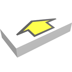Tile 1 x 2 with Arrow Short Yellow with Black Border Print