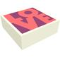 Tile 1 x 1 with Coral 'LOVE' on Magenta Background print