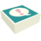 Tile 1 x 1 with Coral Exclamation Mark in White Bubble on Dark Turquoise Background print
