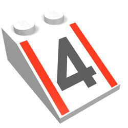 Slope 33° 3 x 2 with Black "4" and Red Stripes Print