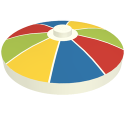 Dish 4 x 4 Inverted [Radar] with Red, Blue, Yellow, and Lime Stripes Print