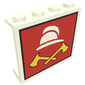 Panel 1 x 4 x 3 - Solid Studs with White Fireman Cap and 2 Yellow Axes Print [6389]