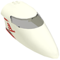 Aircraft Fuselage Curved Forward 8 x 16 x 5 with Trans-Brown Glass with Red Airline Bird and Stripes Print