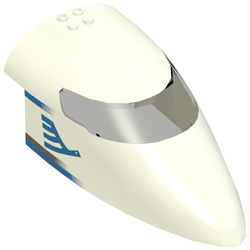 Aircraft Fuselage Curved Forward 8 x 16 x 5 with Trans-Brown Glass with Blue Airline Bird and Stripes Print