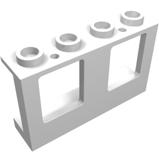 Window 1 x 4 x 2 Plane, Hollow Studs, Single Hole Top and Bottom for Glass (61345)